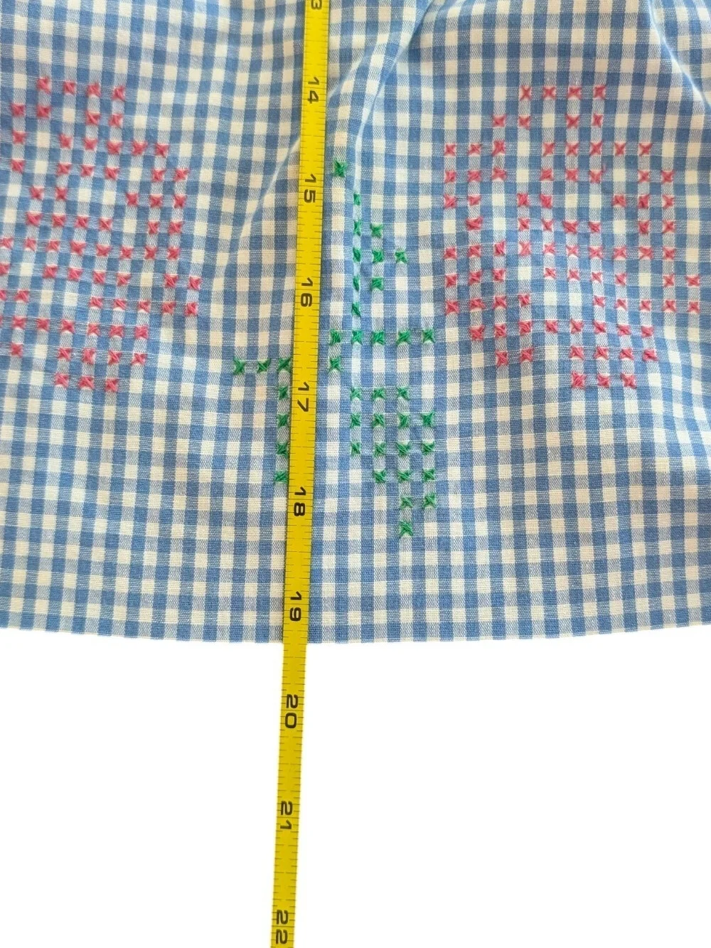 Blue Gingham Embroidered Women’s Half Apron